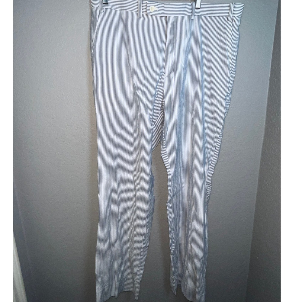 Southern Tide Seersucker Dress Pants Mens 38 Blue White Striped Cotton